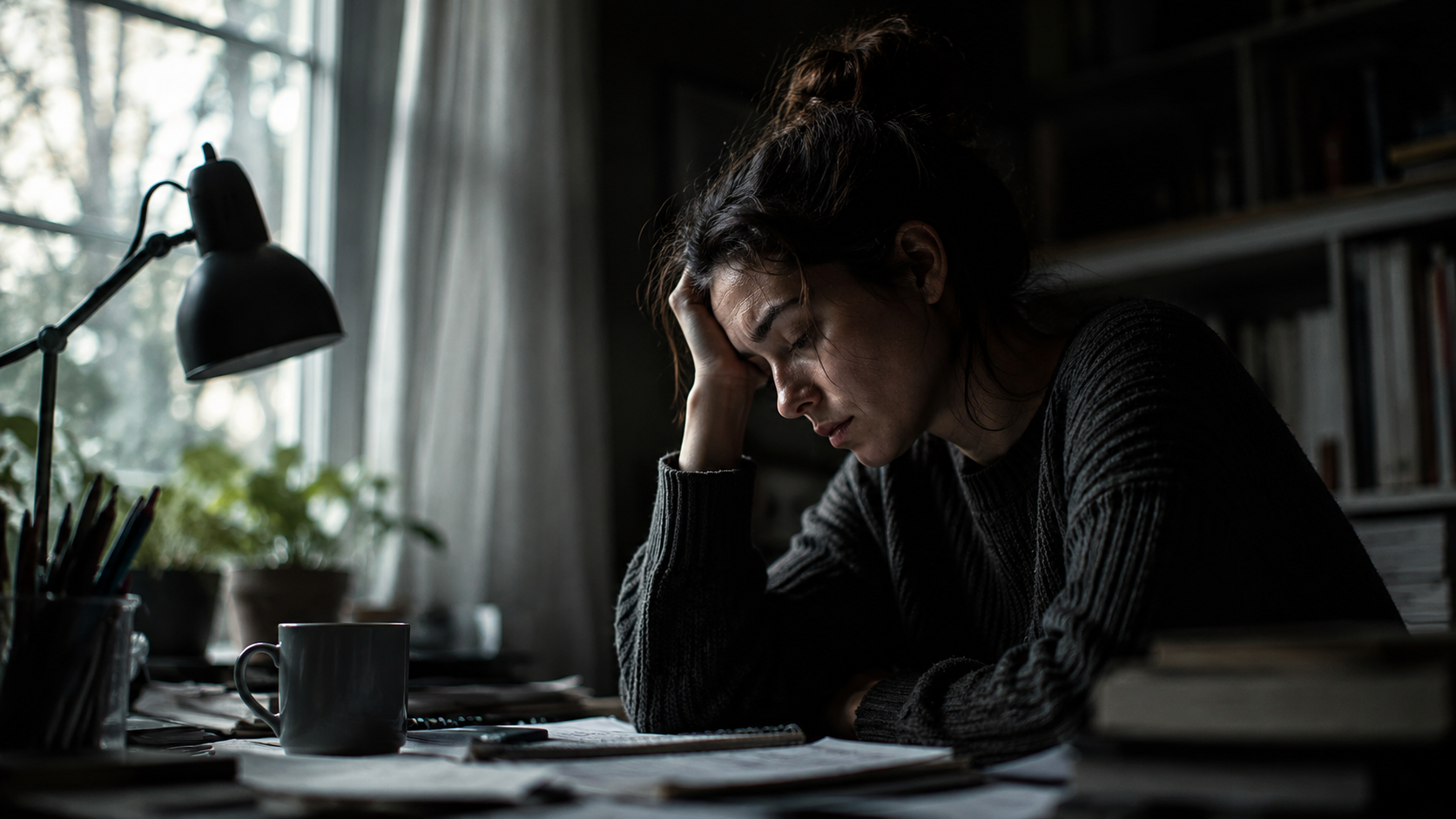 Person experiencing fatigue and brain fog